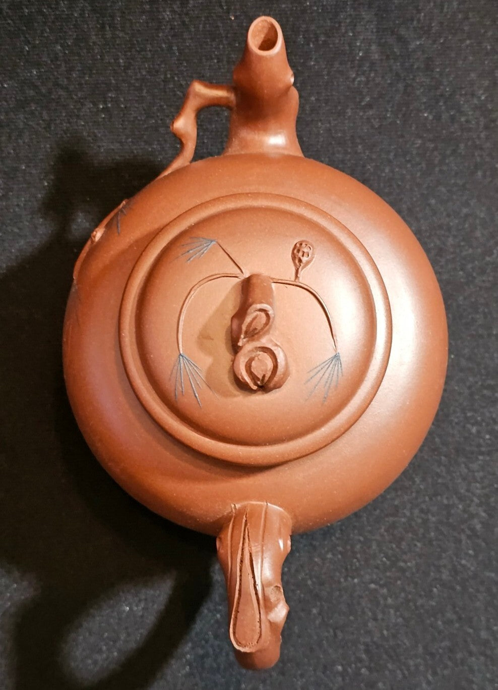 A Vintage Chinese Yixing Red Clay Tea Service  Boxed with Six Cups and Saucers
