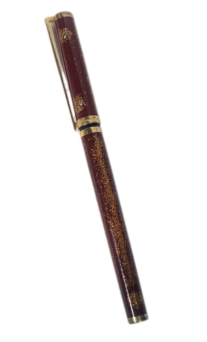 An S.T. Dupont Paris Laque de Chine Red & Gold Ballpoint Pen Gold Plated