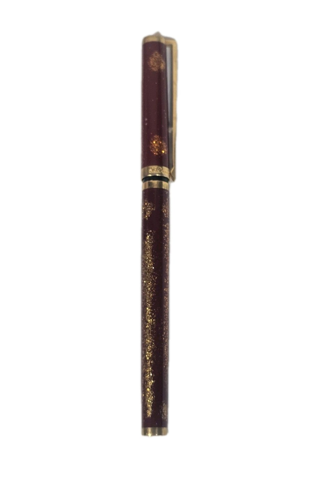 An S.T. Dupont Paris Laque de Chine Red & Gold Ballpoint Pen Gold Plated