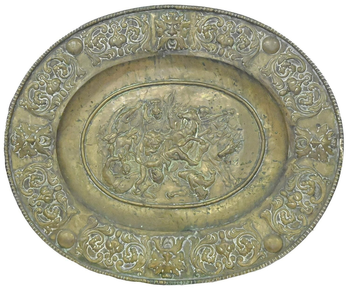 A Continental Sheet Brass Dish, Early  19thC, in 17thC Style