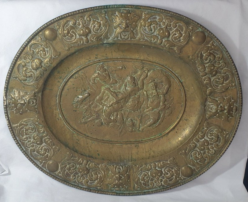 A Continental Sheet Brass Dish, Early  19thC, in 17thC Style