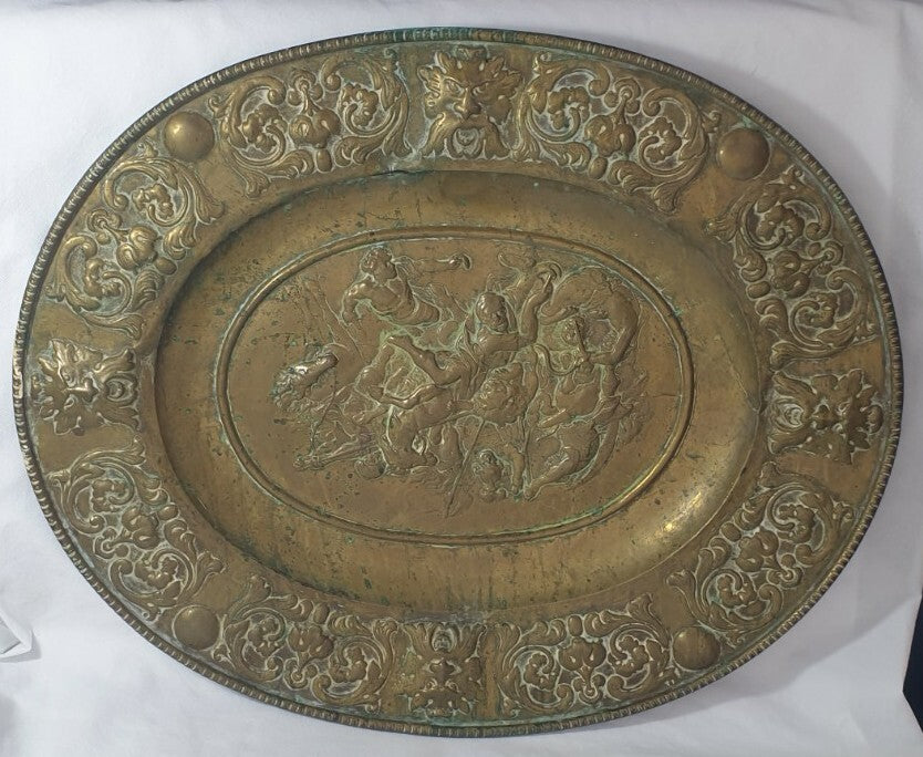 A Continental Sheet Brass Dish, Early  19thC, in 17thC Style