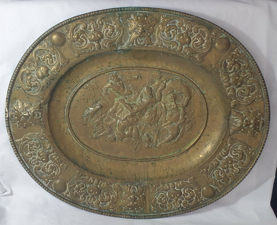A Continental Sheet Brass Dish, Early  19thC, in 17thC Style