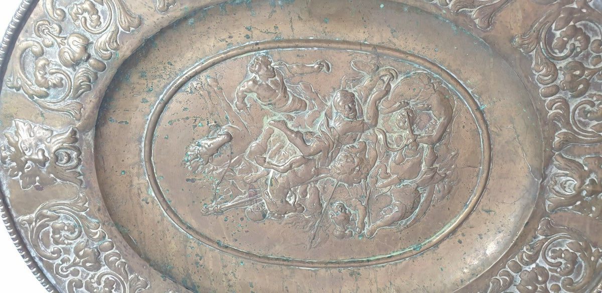 A Continental Sheet Brass Dish, Early  19thC, in 17thC Style
