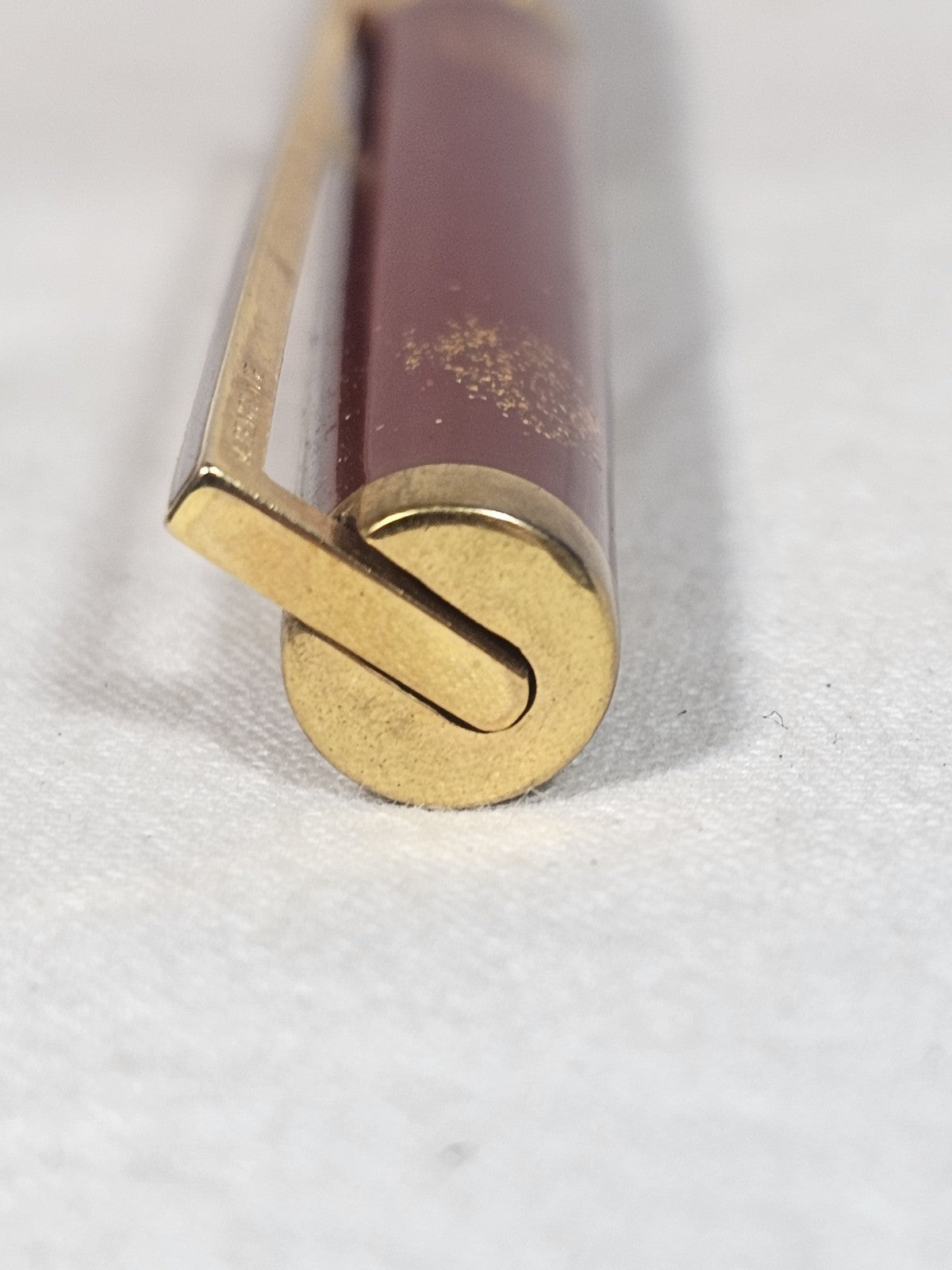 An S.T. Dupont Paris Laque de Chine Red & Gold Ballpoint Pen Gold Plated