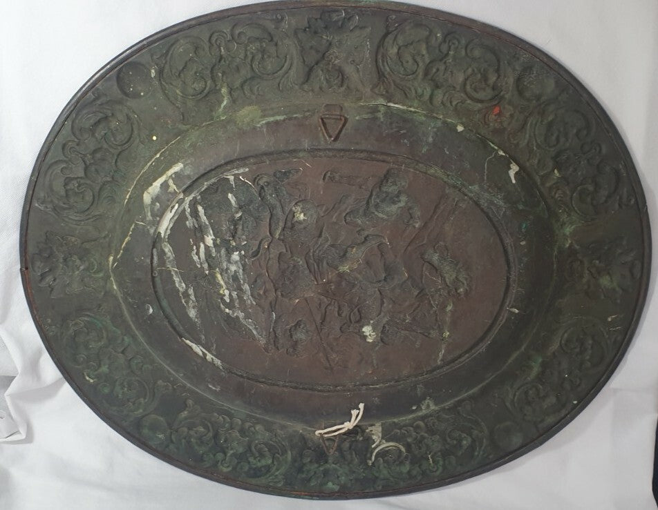 A Continental Sheet Brass Dish, Early  19thC, in 17thC Style