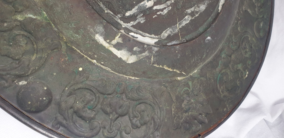 A Continental Sheet Brass Dish, Early  19thC, in 17thC Style