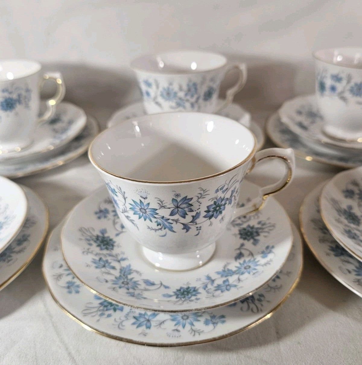 A Vintage Colclough Tea Cup & Saucer Blue Floral Pattern