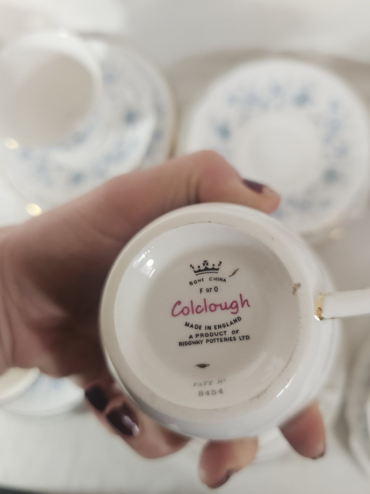 A Vintage Colclough Tea Cup & Saucer Blue Floral Pattern