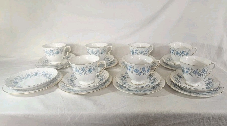A Vintage Colclough Tea Cup & Saucer Blue Floral Pattern