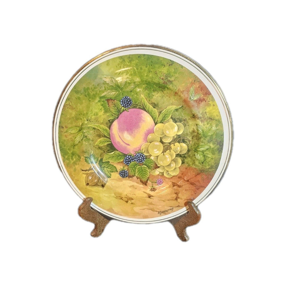 A Vintage Baron Bone China Fruit Pattern Collectors Plate Signed By A.J Heritage