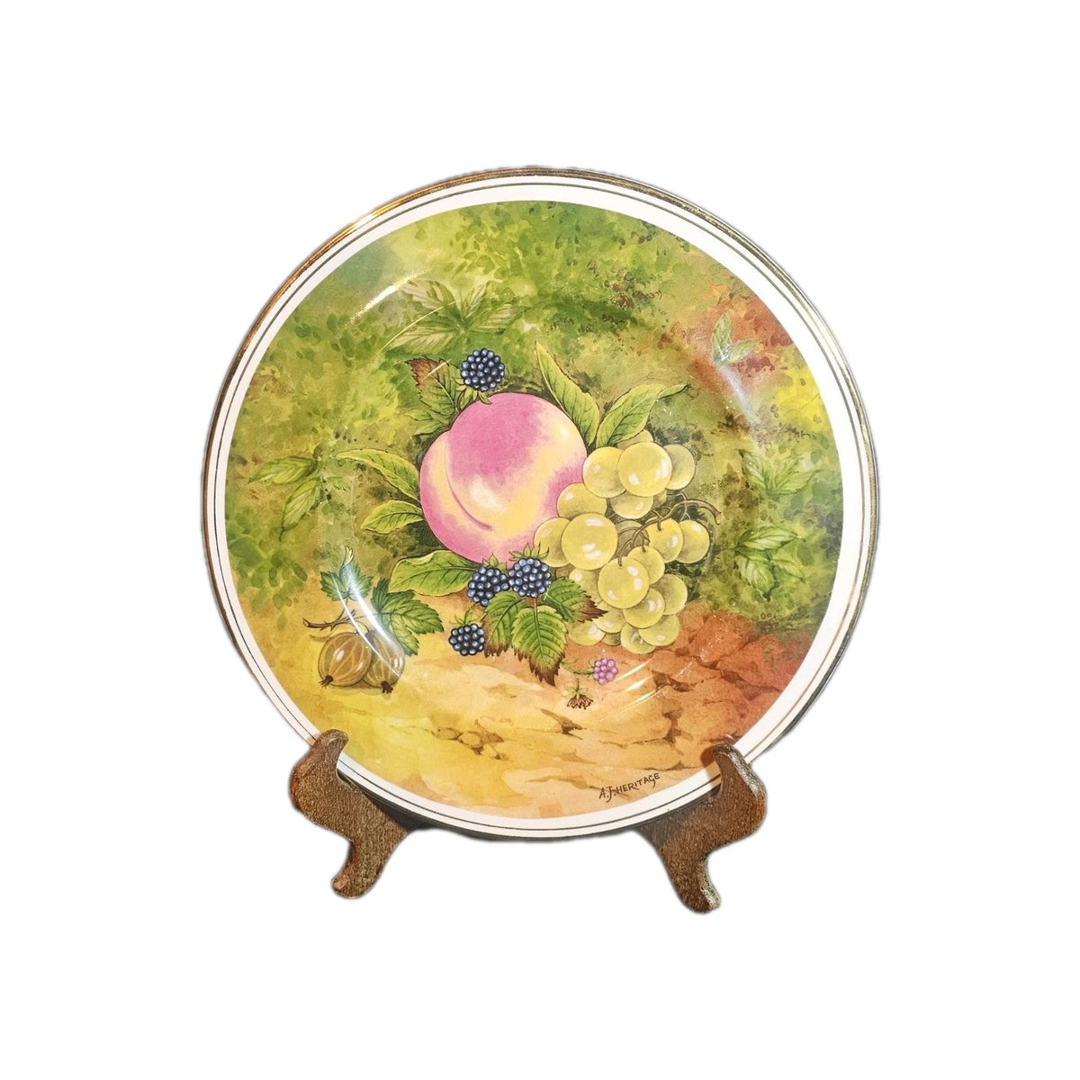 A Vintage Baron Bone China Fruit Pattern Collectors Plate Signed By A.J Heritage