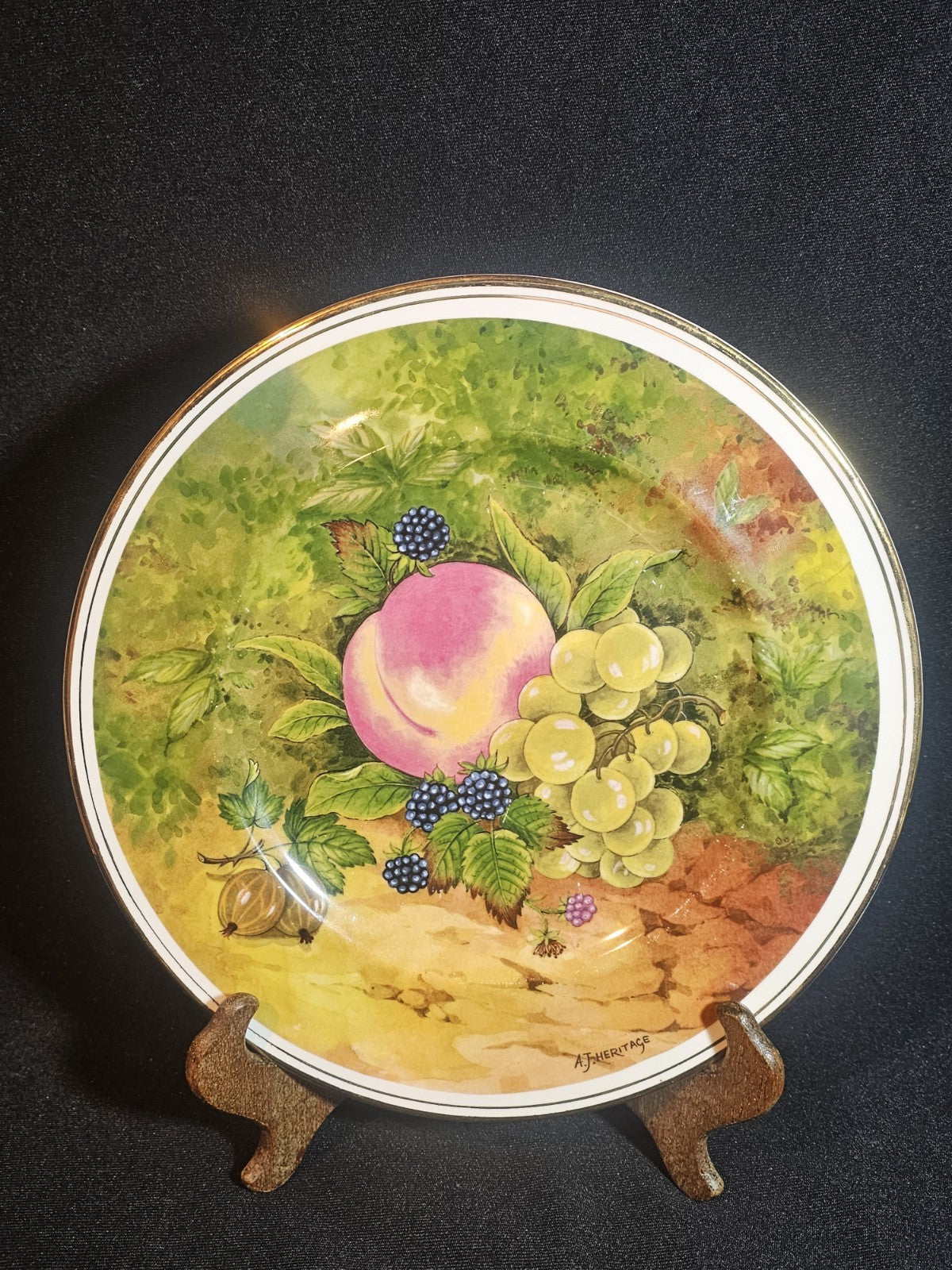A Vintage Baron Bone China Fruit Pattern Collectors Plate Signed By A.J Heritage