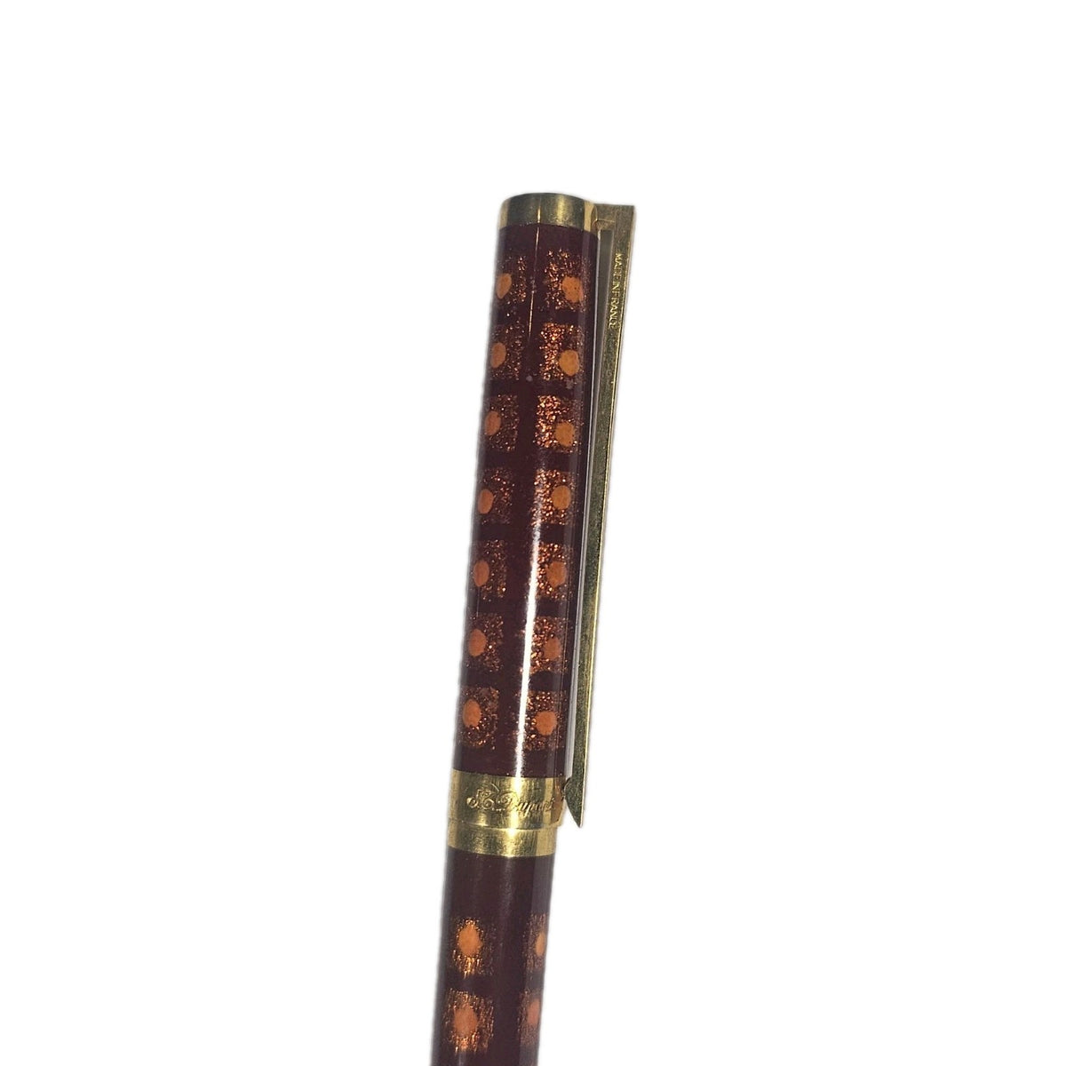An S.T. Dupont Paris Laque de Chine Red & Gold Ballpoint Pen Gold Plated