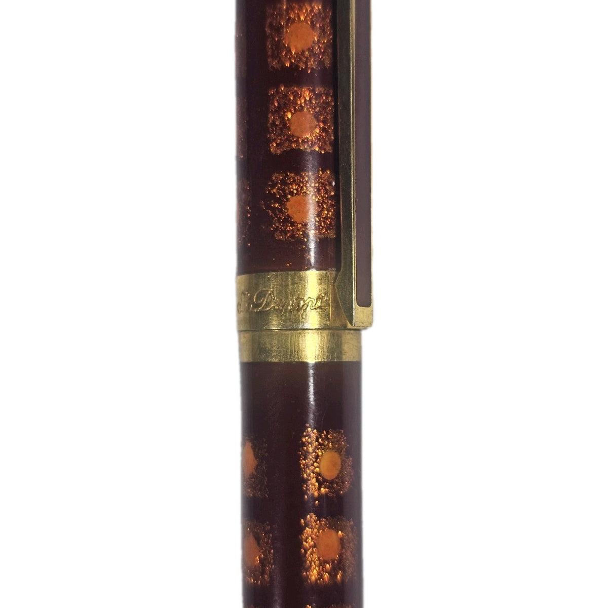 An S.T. Dupont Paris Laque de Chine Red & Gold Ballpoint Pen Gold Plated