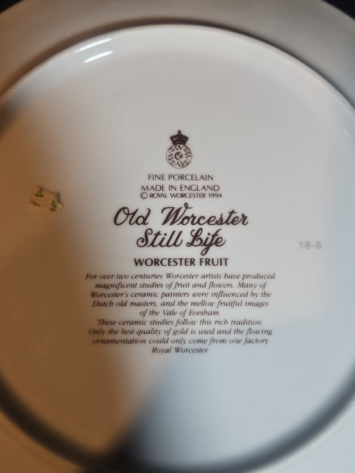 A Royal Worcester Fine Bone China Fruit Pattern Plate