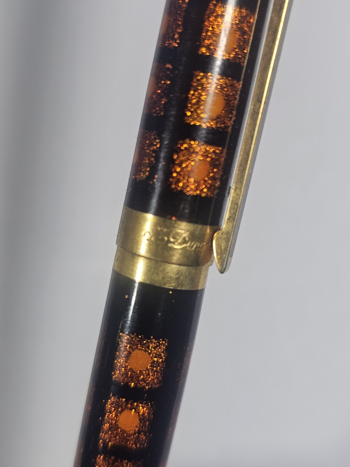 An S.T. Dupont Paris Laque de Chine Red & Gold Ballpoint Pen Gold Plated