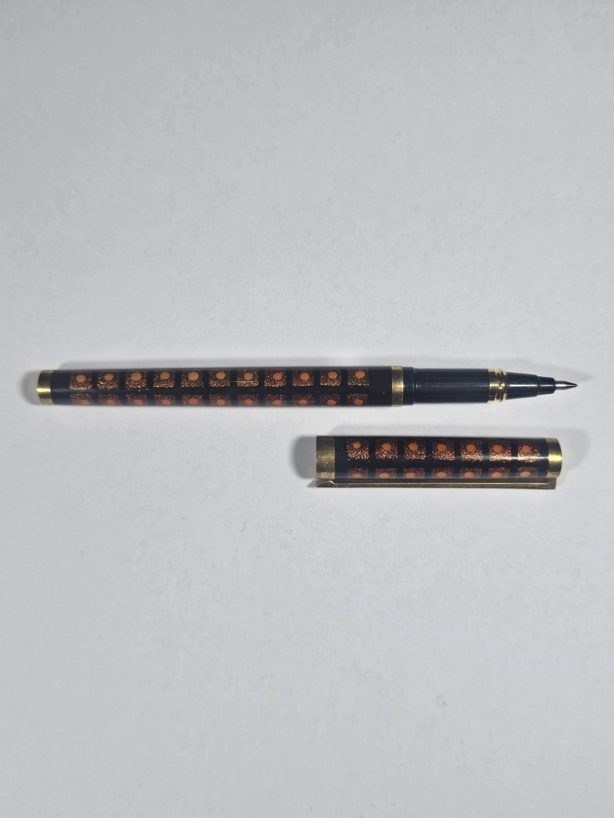 An S.T. Dupont Paris Laque de Chine Red & Gold Ballpoint Pen Gold Plated