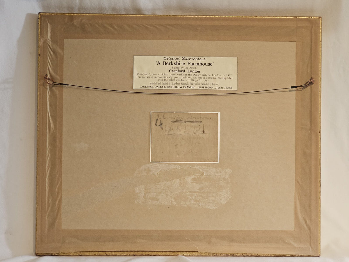 A Framed Water Colour Painting of a Cottage, Signed Cranford Lynton, Dated 1927