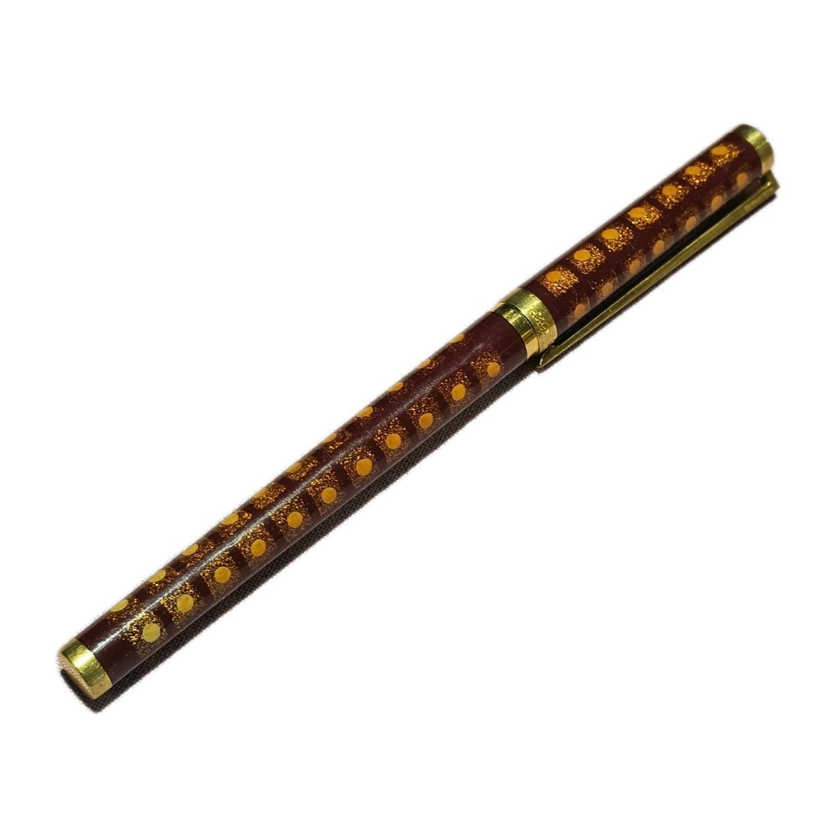 An S.T. Dupont Paris Laque de Chine Red & Gold Ballpoint Pen Gold Plated