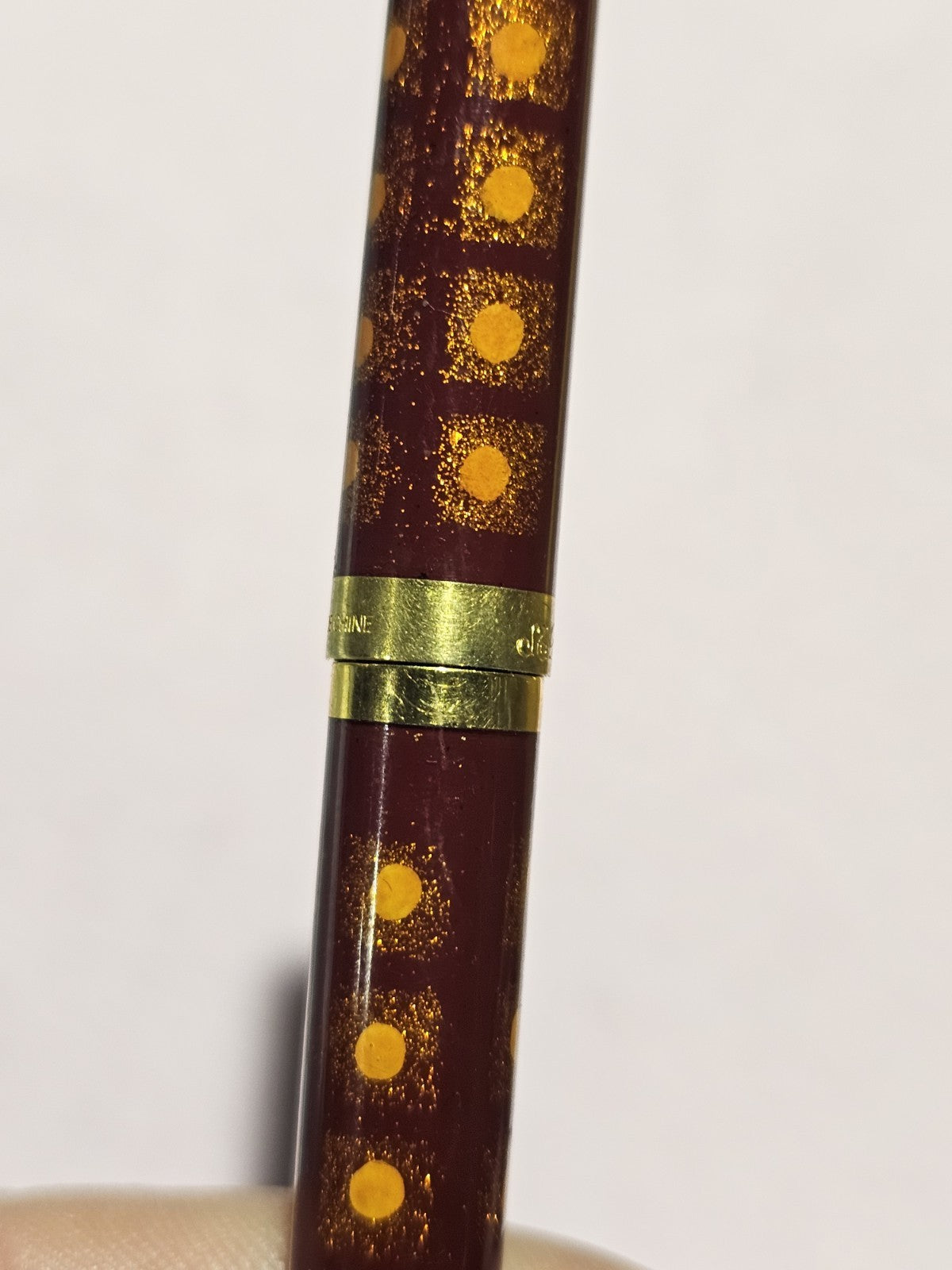 An S.T. Dupont Paris Laque de Chine Red & Gold Ballpoint Pen Gold Plated