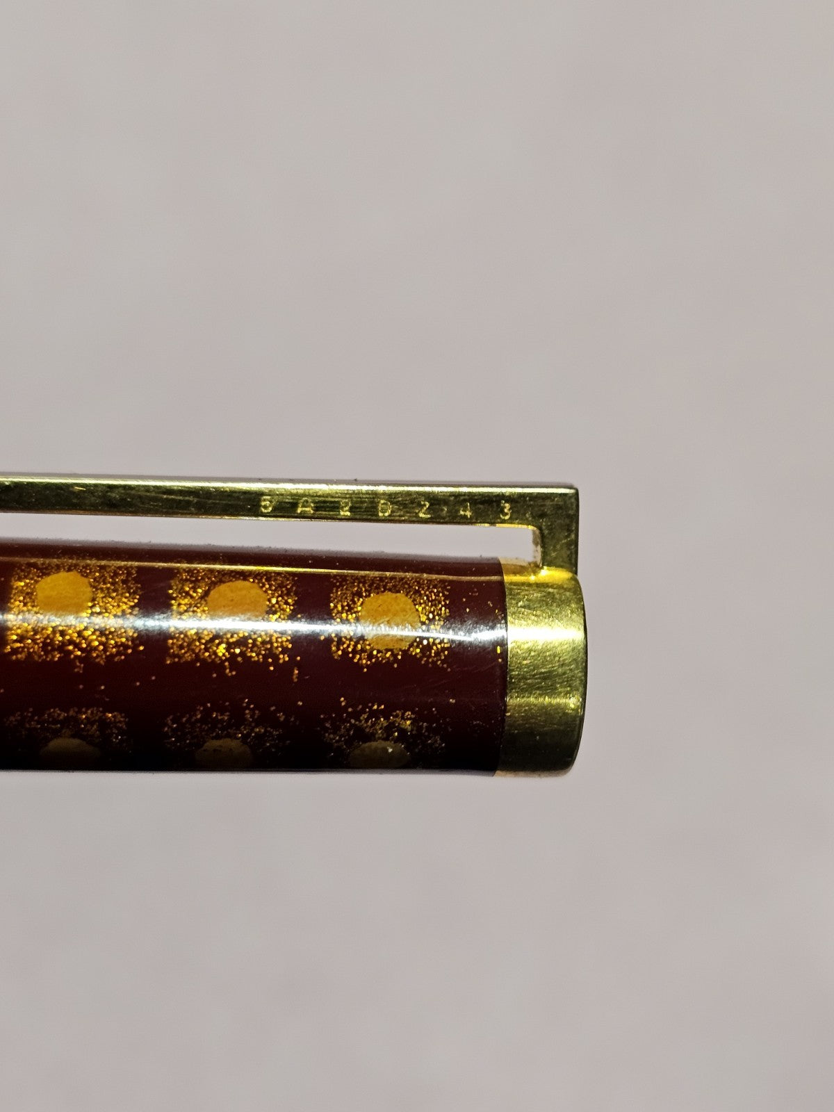 An S.T. Dupont Paris Laque de Chine Red & Gold Ballpoint Pen Gold Plated