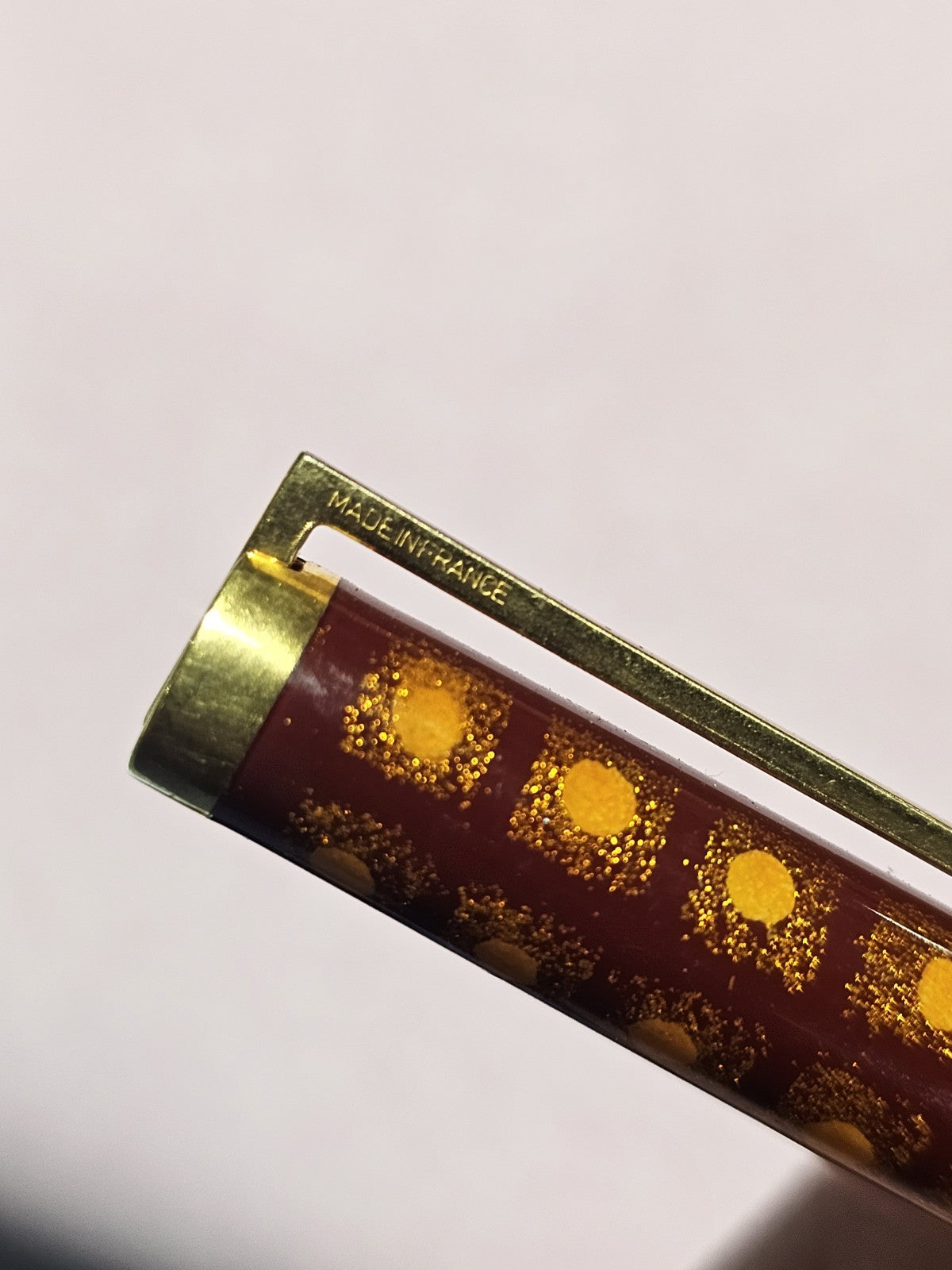An S.T. Dupont Paris Laque de Chine Red & Gold Ballpoint Pen Gold Plated