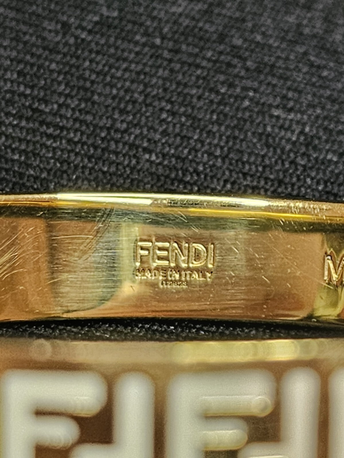 A Forever Fendi Bracelet in Gold and White Enamel Size M