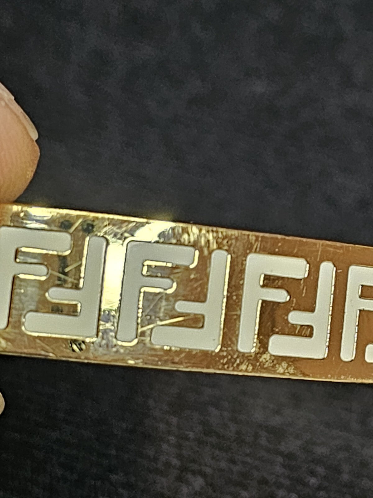 A Forever Fendi Bracelet in Gold and White Enamel Size M
