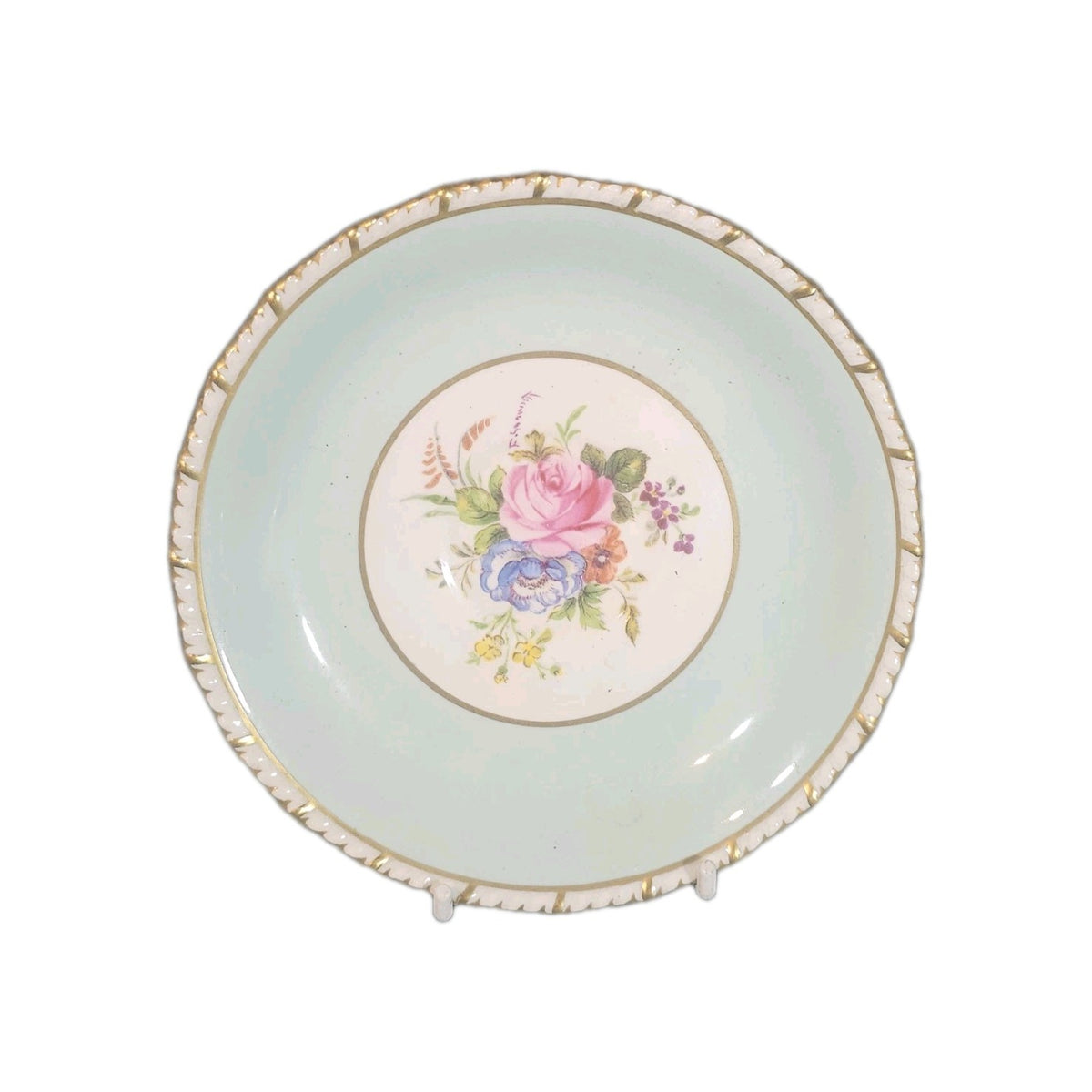 A Royal Crown Derby Rosemary Celadon A277 Pattern Saucer