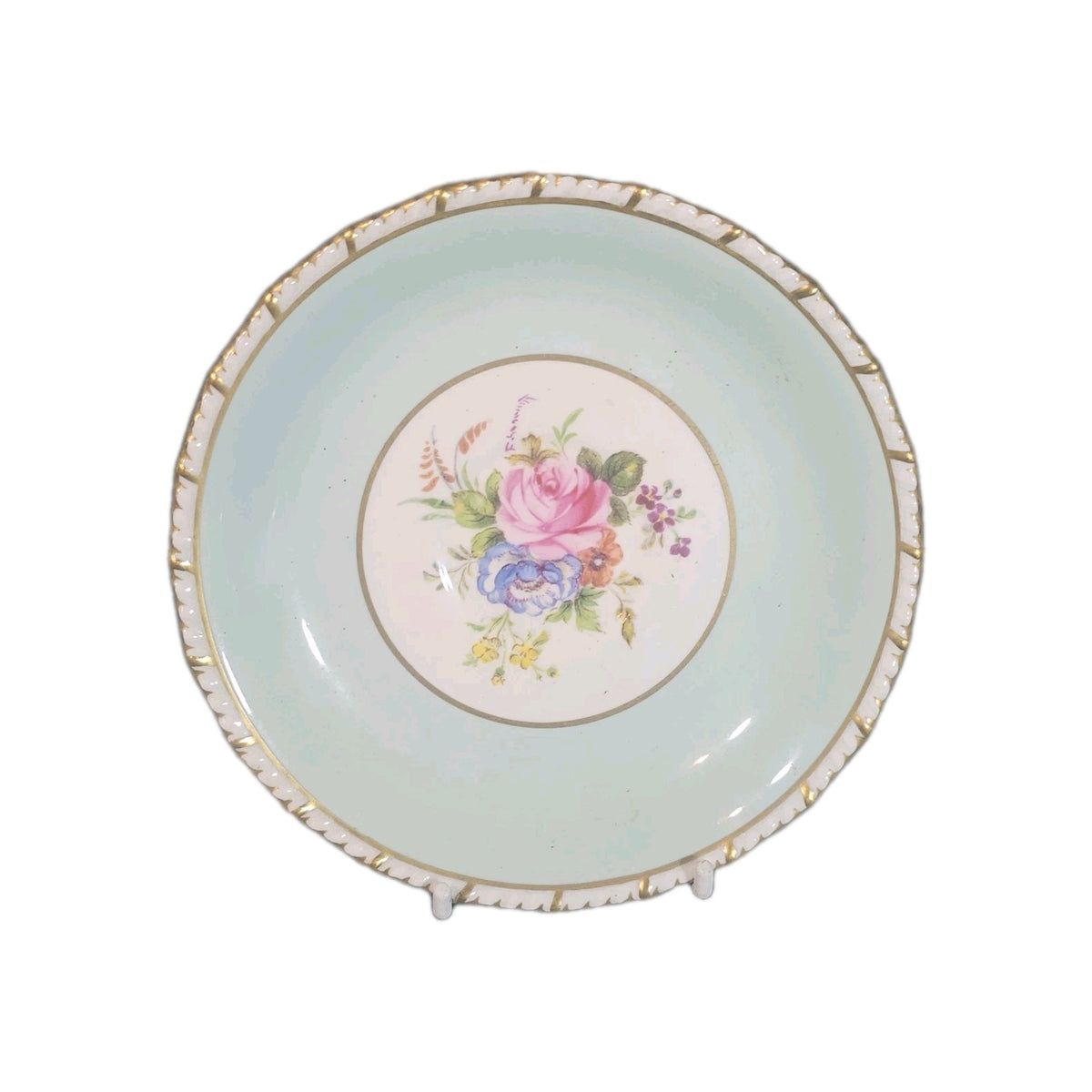 A Royal Crown Derby Rosemary Celadon A277 Pattern Saucer