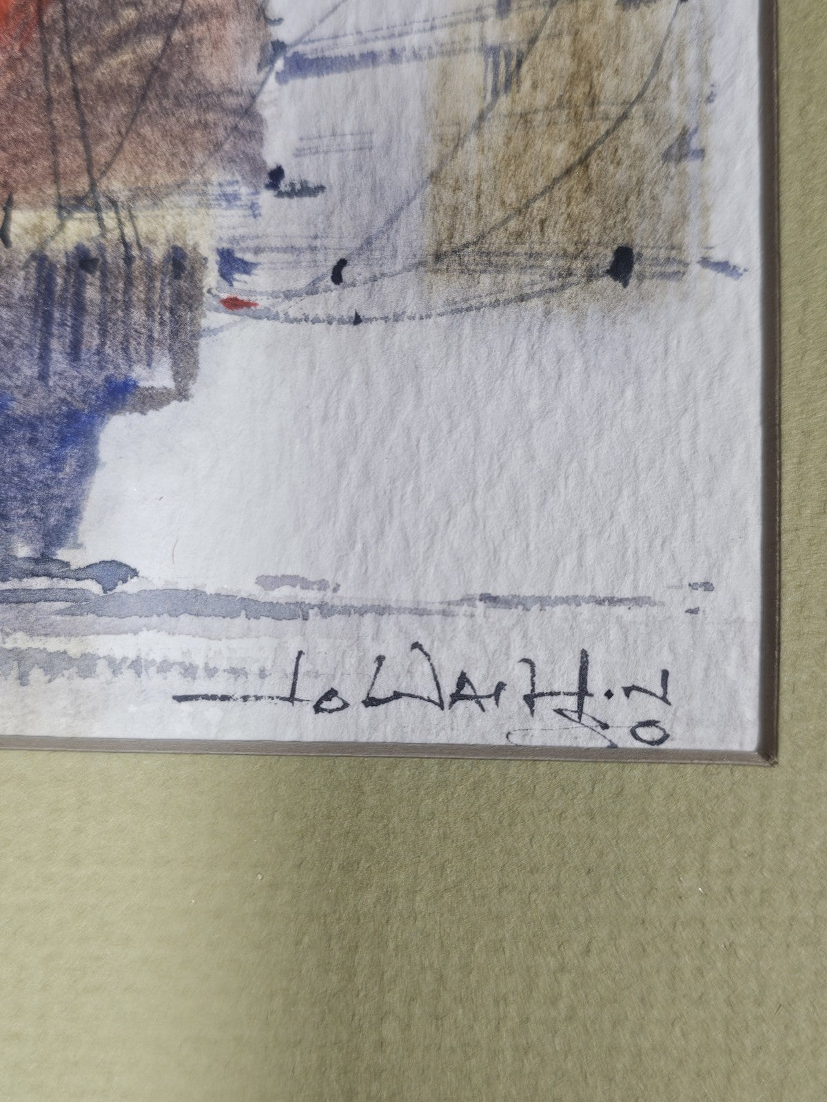 A Signed Watercolour Painting of a Ship at Sea, Framed