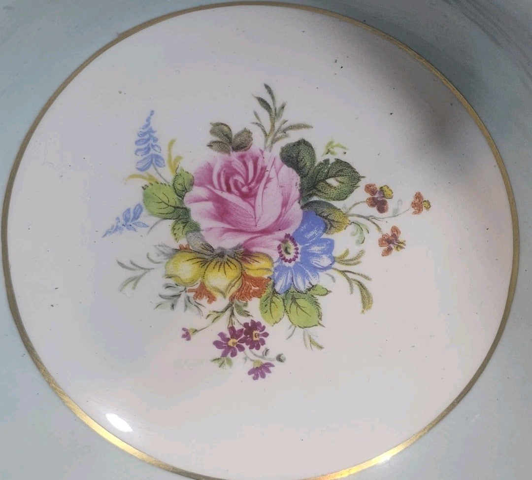 A Royal Crown Derby Rosemary Celadon A277 Pattern Soup Bowl