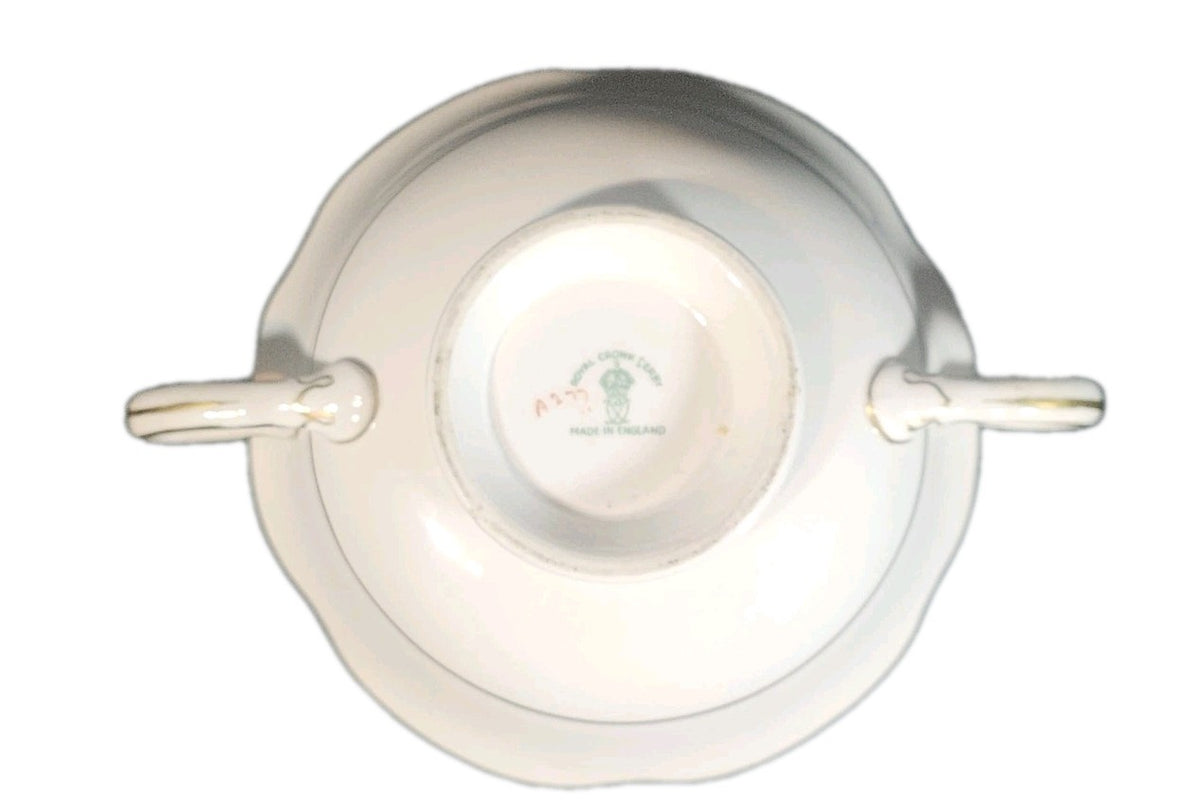 A Royal Crown Derby Rosemary Celadon A277 Pattern Soup Bowl