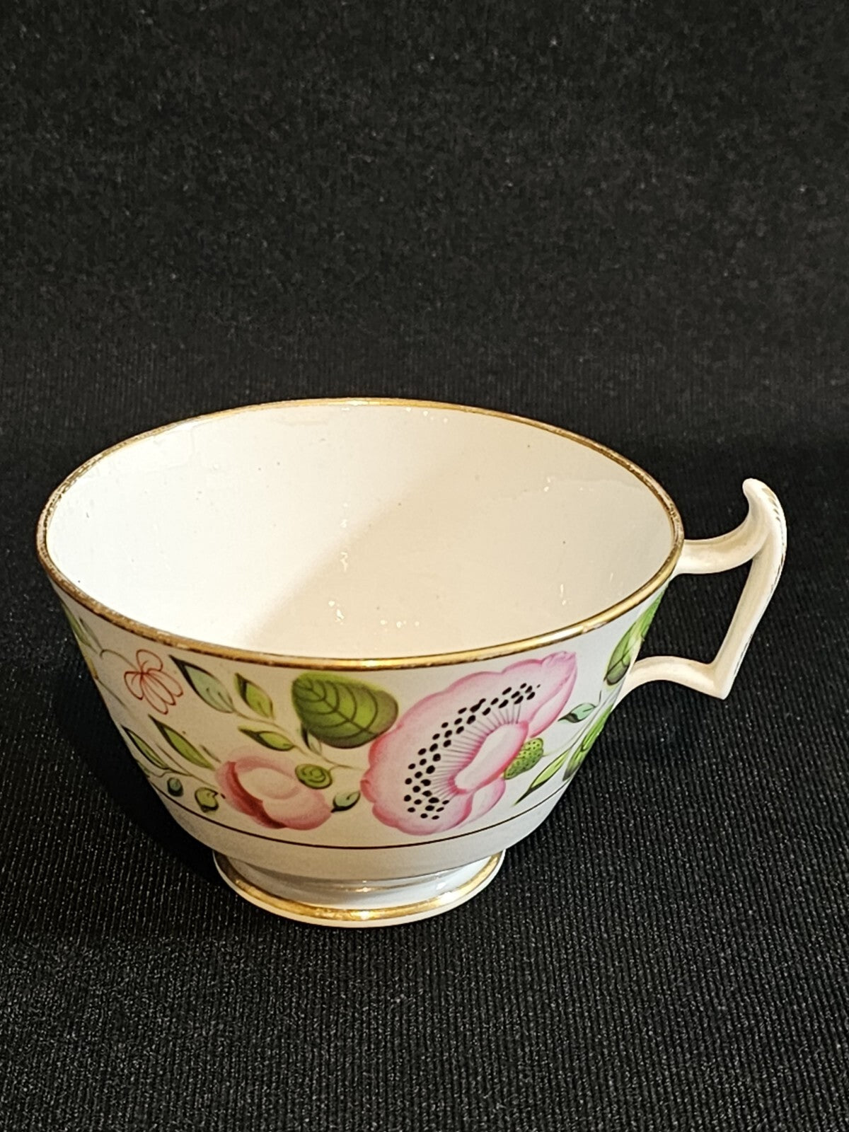 An Early 19thC English Porcelain Tea Cup, Hand Painted with Flowers