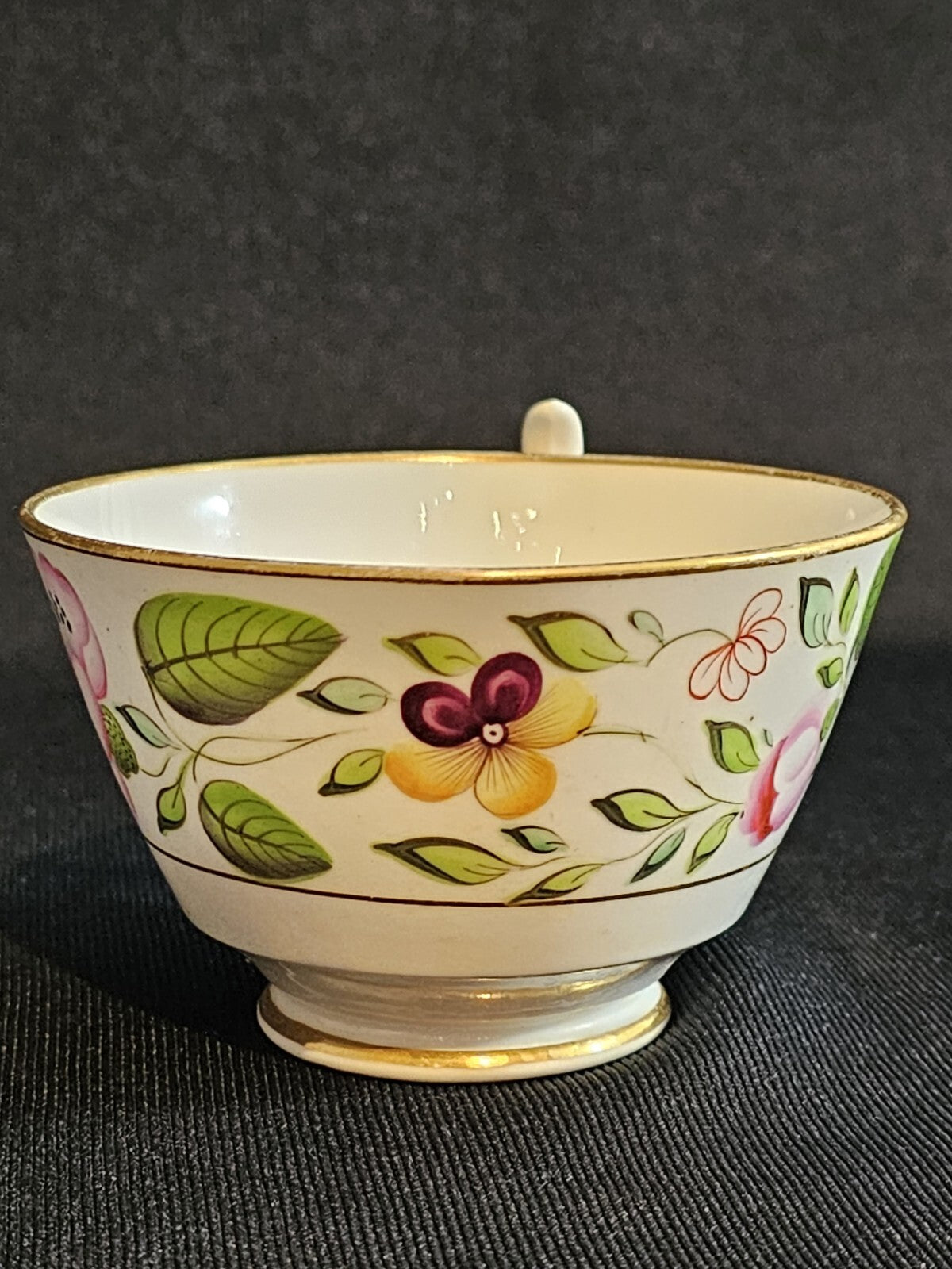 An Early 19thC English Porcelain Tea Cup, Hand Painted with Flowers
