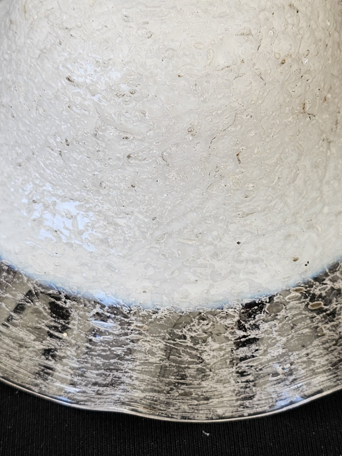 A Vintage Glass Lamp Shade White with a Clear Frilled Rim