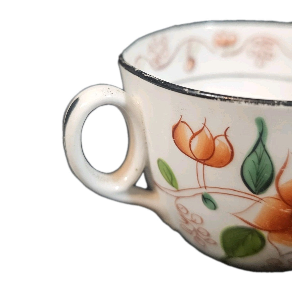 An Antique 19thC English Tea Cup and Painted Painted with Flowers