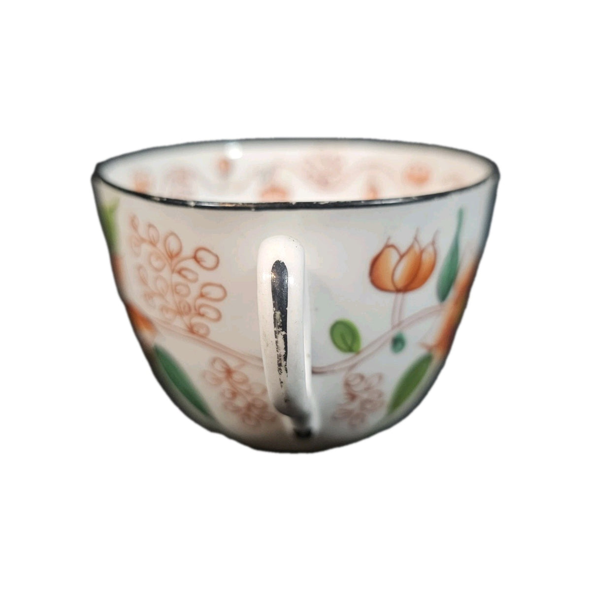 An Antique 19thC English Tea Cup and Painted Painted with Flowers