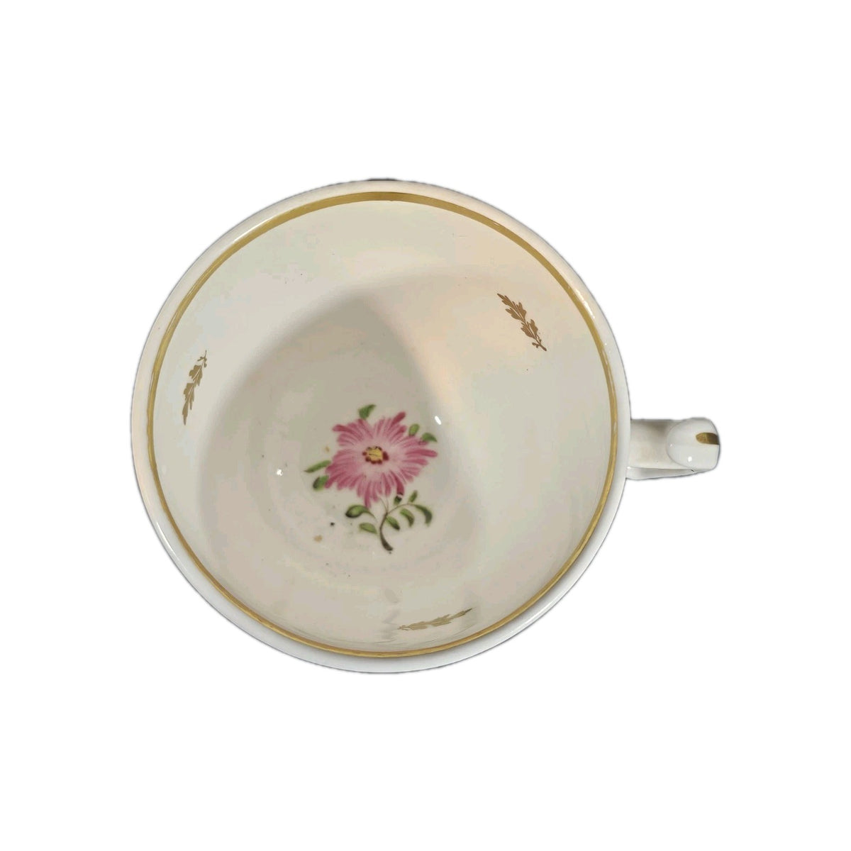 A Pair of 19thC English Bone China Tea Cups Hand Painted with Pink Flowers