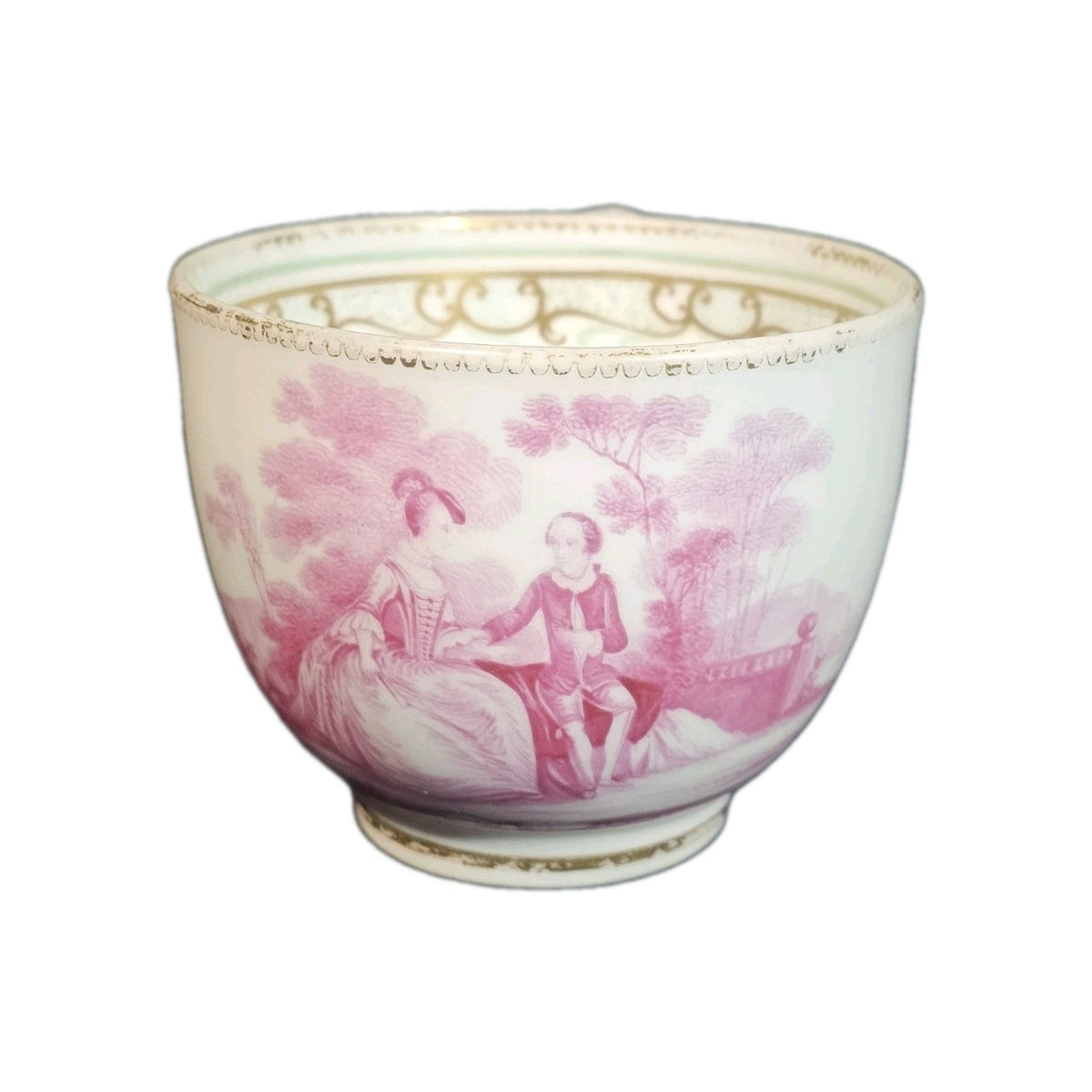 An Antique Copeland 19thC Tea Cup Hand Painted with a Couple