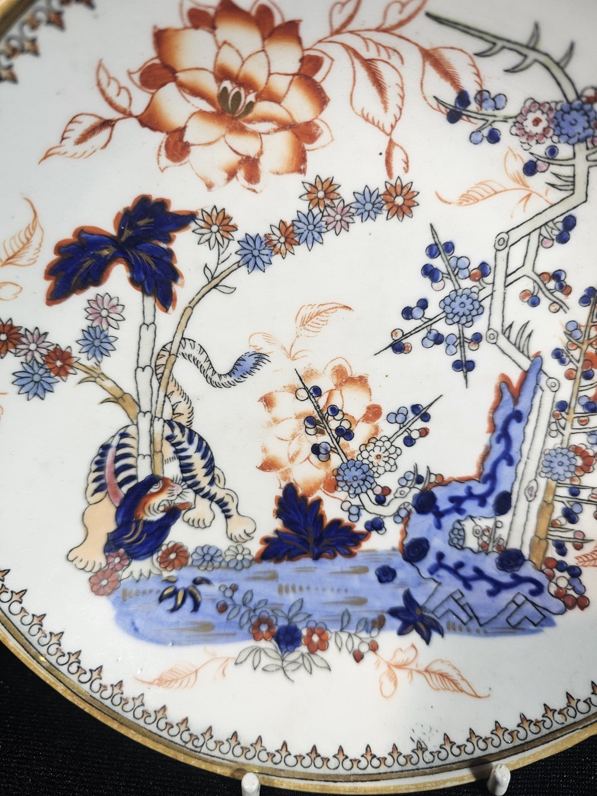 A 19thC English Chinoiserie Pattern Tea Cup and Saucer, Hand Decorated
