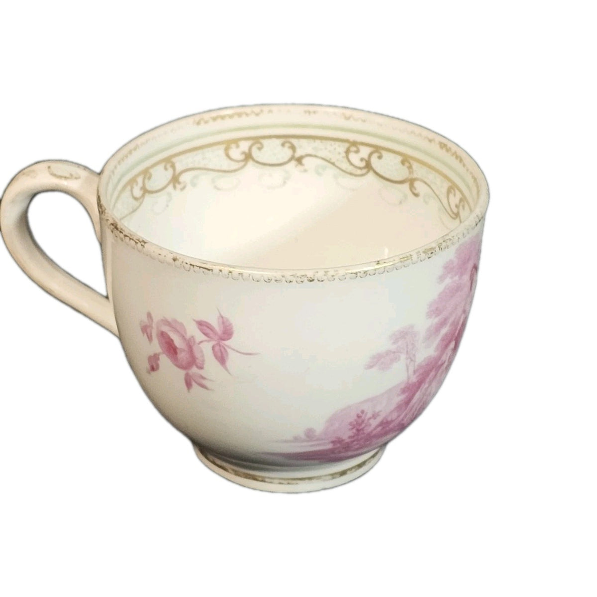 An Antique Copeland 19thC Tea Cup Hand Painted with a Couple