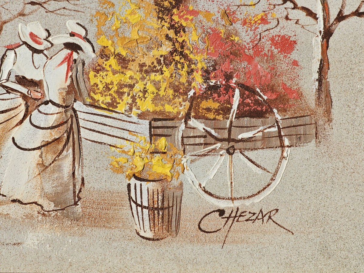 A Vintage Painting of a Continental Street Scene, Signed C. Hezar, on Board