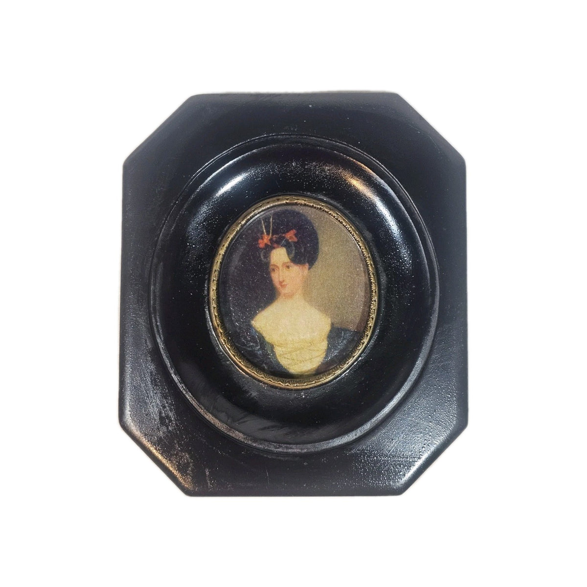A Georgian Framed Reproduction Miniature Portrait Picture of a Young Lady