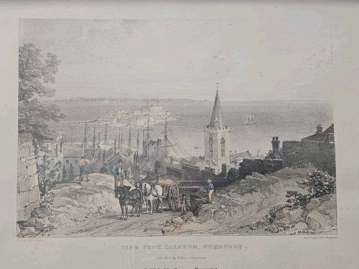 A Vintage Hand Tinted Print Titled -View from Clifton Guernsey