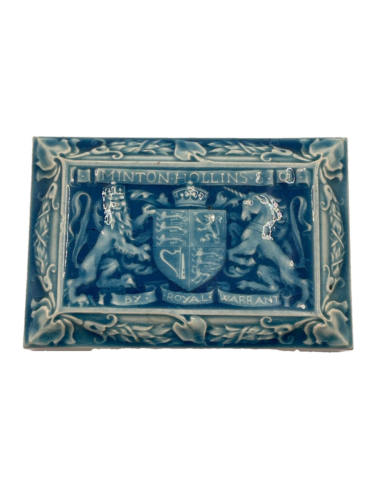 Antique Minton, Hollins & Co. Turquoise Majolica Royal Warrant Paperweight Tile