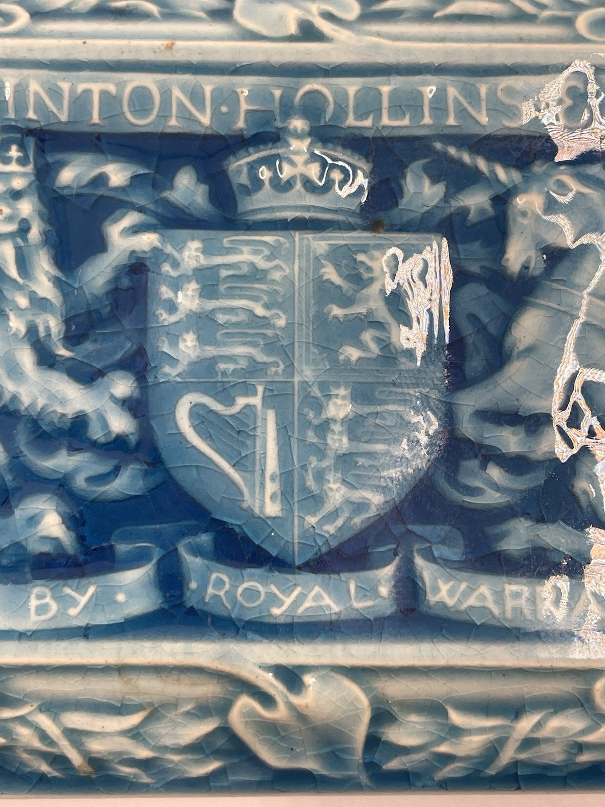 Antique Minton, Hollins & Co. Turquoise Majolica Royal Warrant Paperweight Tile