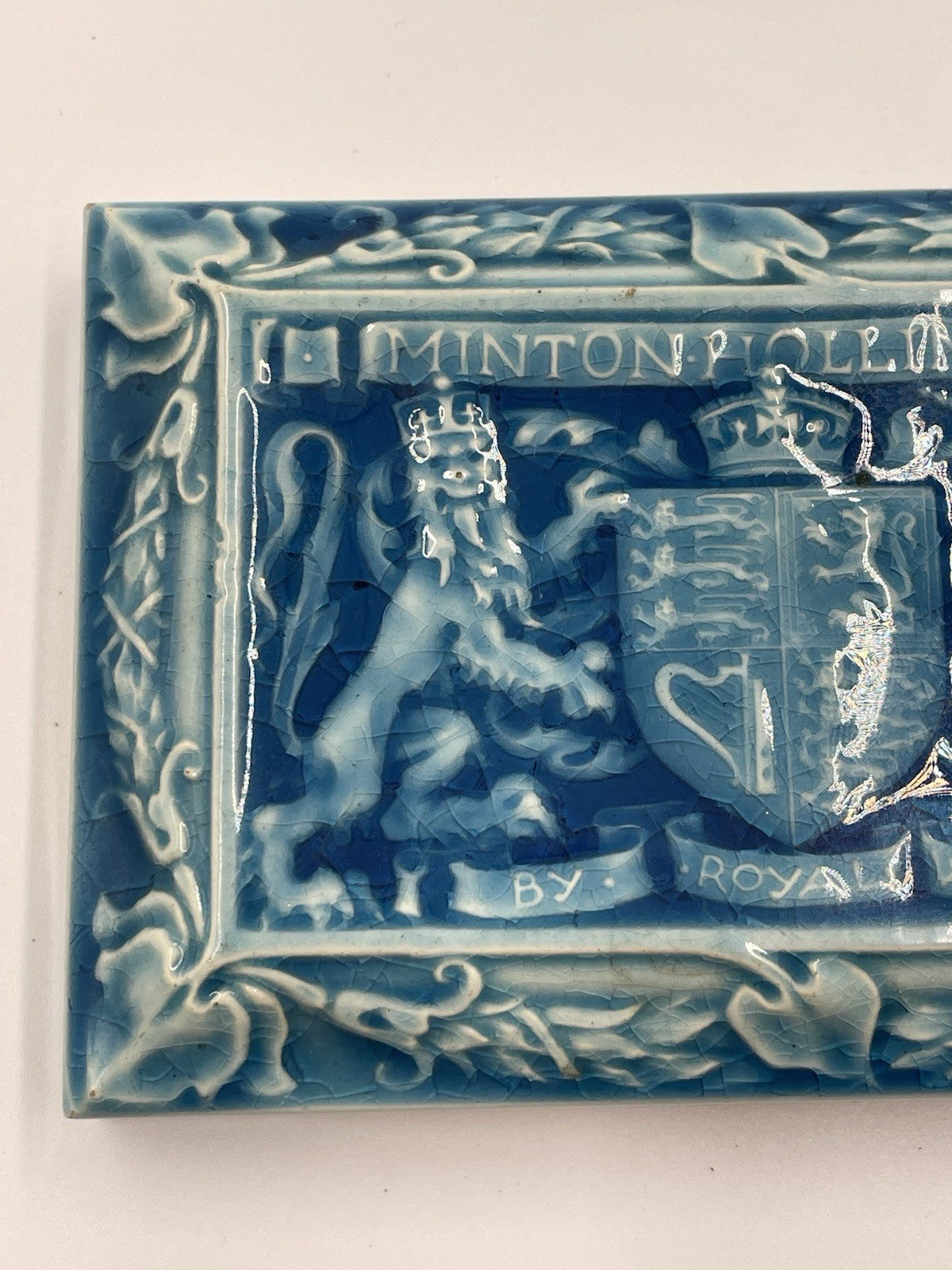 Antique Minton, Hollins & Co. Turquoise Majolica Royal Warrant Paperweight Tile