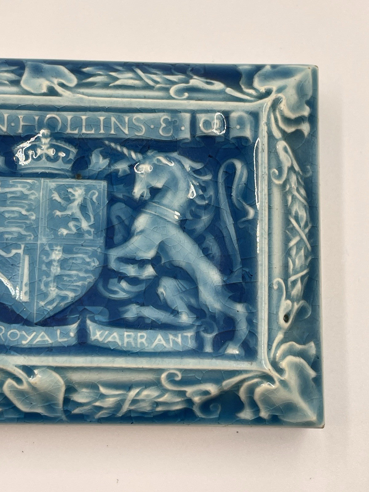 Antique Minton, Hollins & Co. Turquoise Majolica Royal Warrant Paperweight Tile